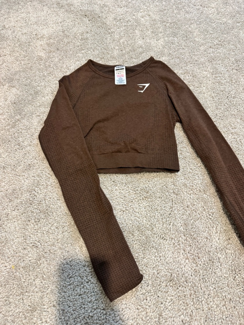 Gymshark Brown Seamless Crewneck Crop Top with Logo
